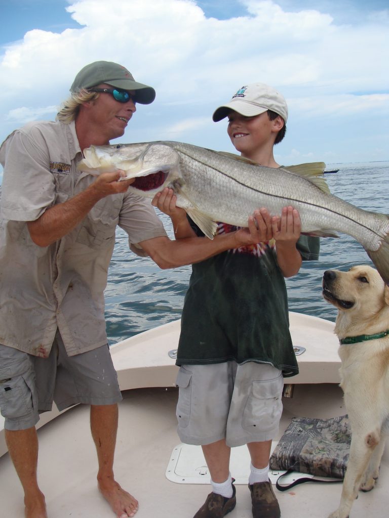 Snook caught on fishing charter at Redfish Pass, Sanibel & Captiva Islands